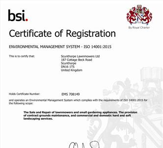 Environment ISO 14001:2015 Certificate